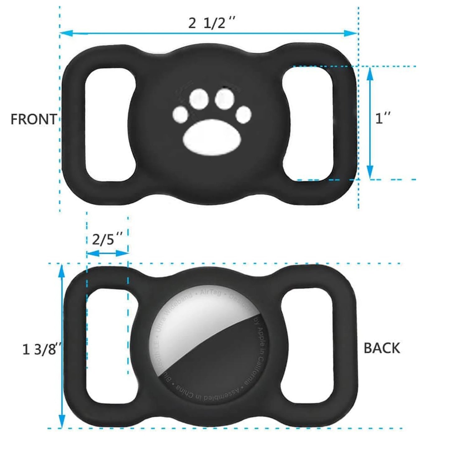GlowPaw Silicone AirTag Holder for Cat & Dog Collars