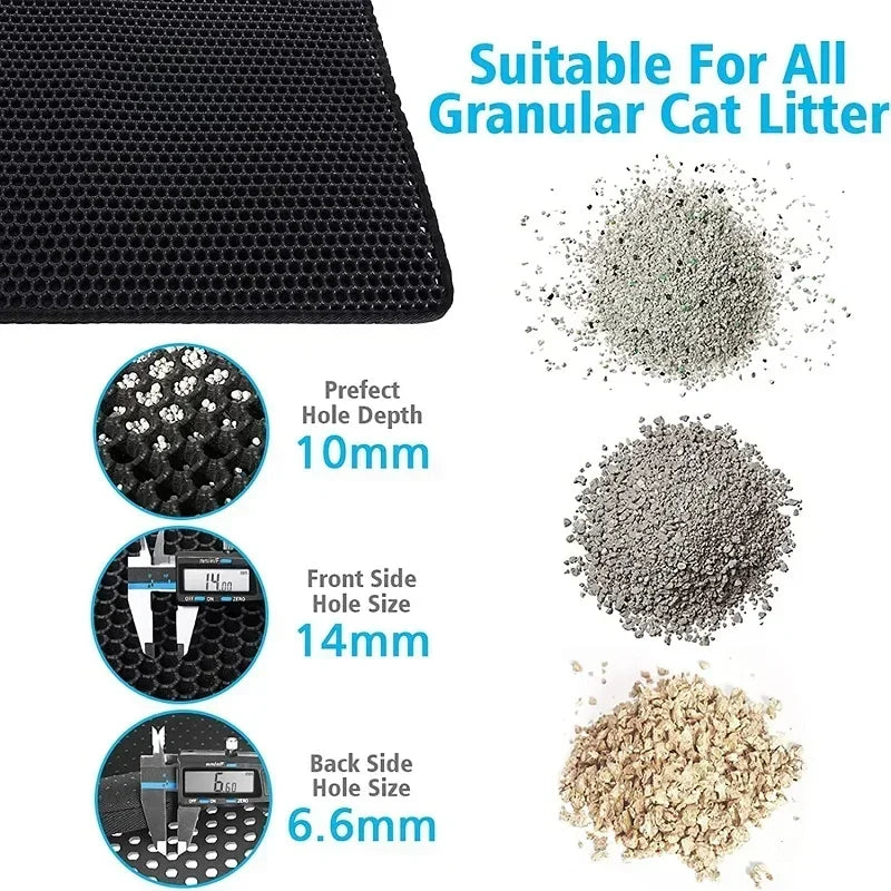 Waterproof Non-Slip Cat Litter Mat – Double Layer & Easy Clean Design