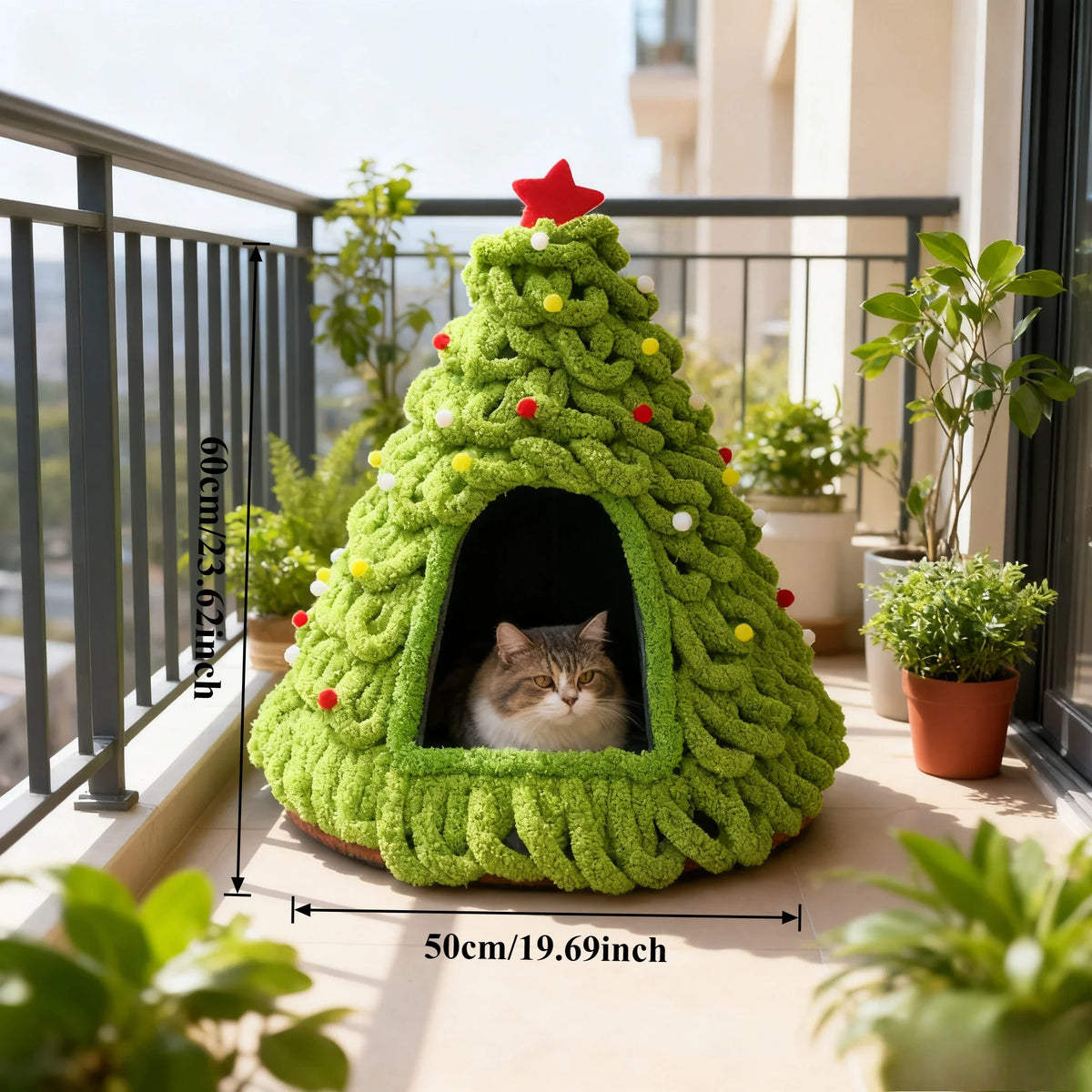 Christmas Tree Cat House & Cosy Bed