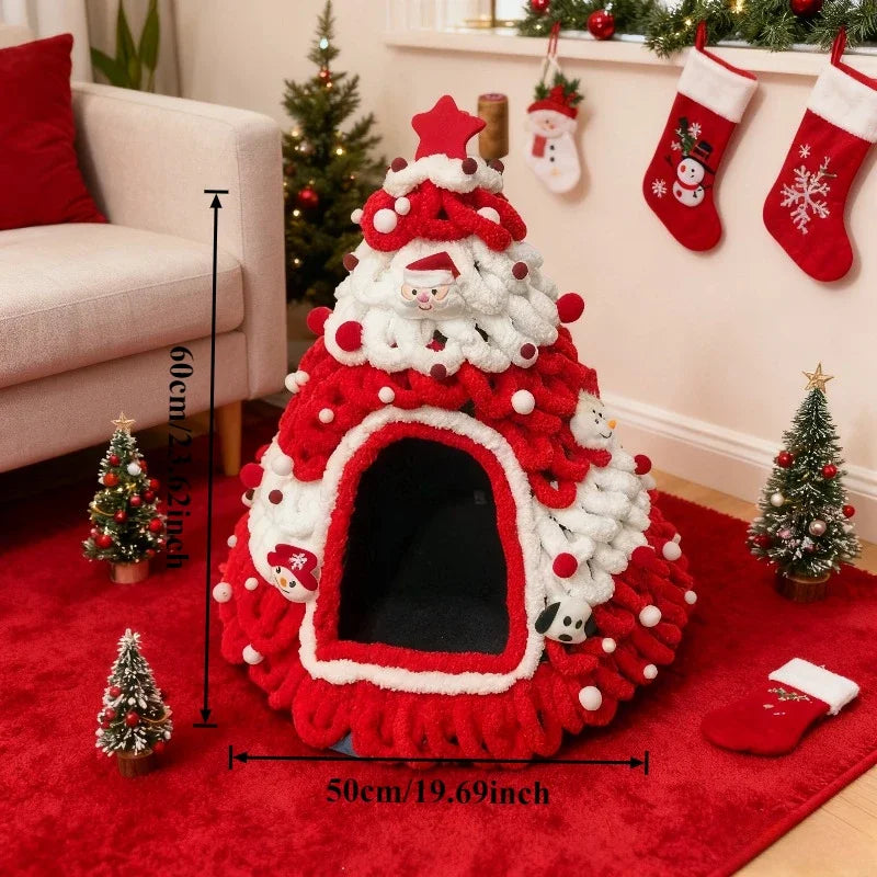 Christmas Tree Cat House & Cosy Bed