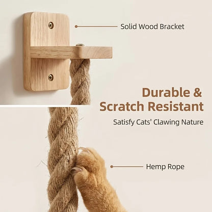 ClawClimb Wall-Mounted Cat Rope & Wood Scratcher