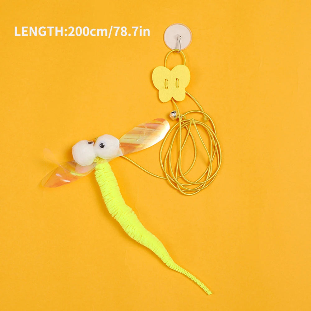 Elastic Hanging Cat Door Toy with Feather Wand