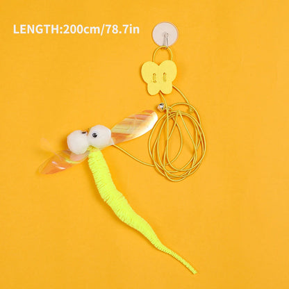Elastic Hanging Cat Door Toy with Feather Wand