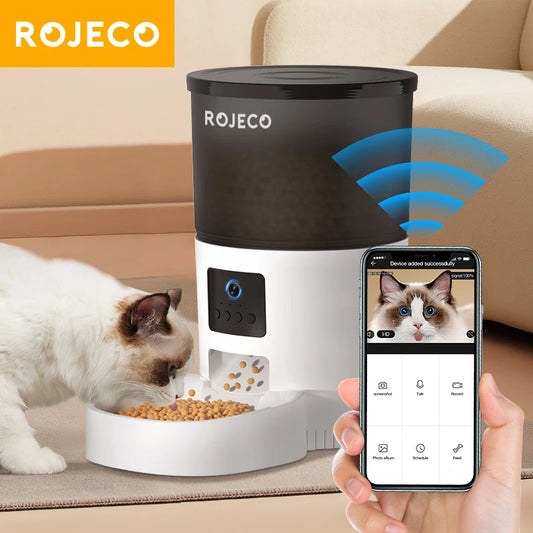 ROJECO Smart WiFi Automatic Pet Feeder 3L | App-Controlled Food Dispenser for Cats & Dogs