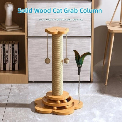 Solid Wood Cat Turntable & Scratching Tower