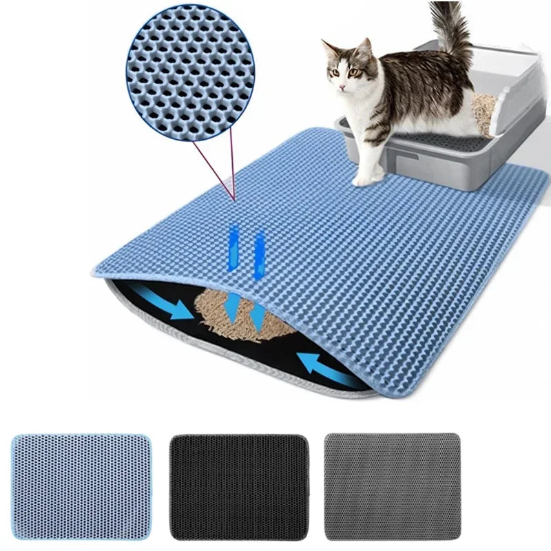 Waterproof Non-Slip Cat Litter Mat – Double Layer & Easy Clean Design
