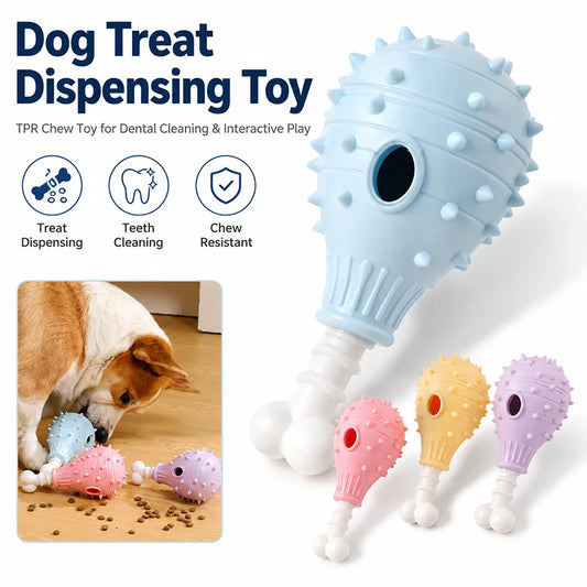 Interactive Dog Treat Dispensing Chew Toy – Chicken Leg