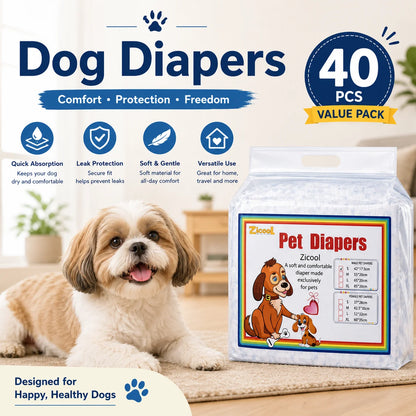 Disposable Dog Diapers – 40 Pack 🐶💧