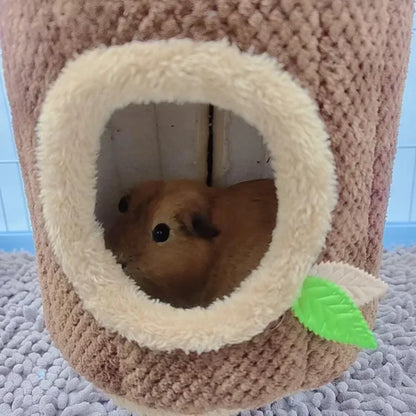 Tree Stump Shape Hammock – Warm Cotton Pet House for Small Animals