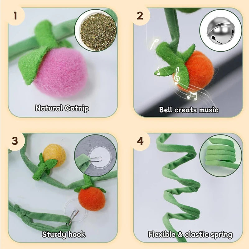 Hanging Catnip Kicker Toy with Bell & Spring