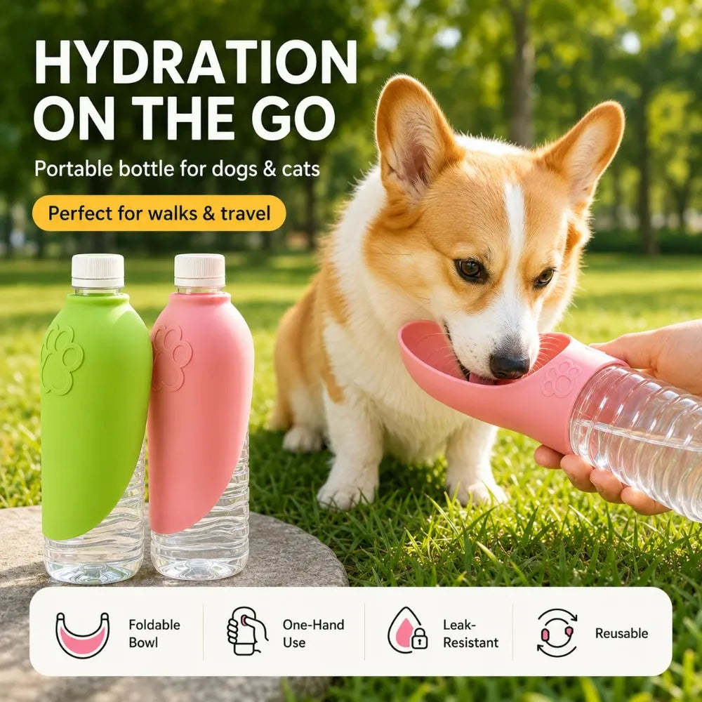 PawSip Portable Pet Water Bottle & Foldable Drinking Bowl