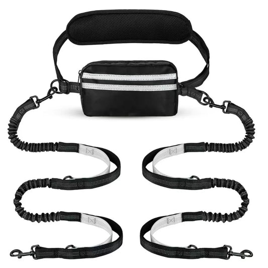 RunMate Reflective Hands-Free Dog Running Leash with Waist Belt & Storage Pouch