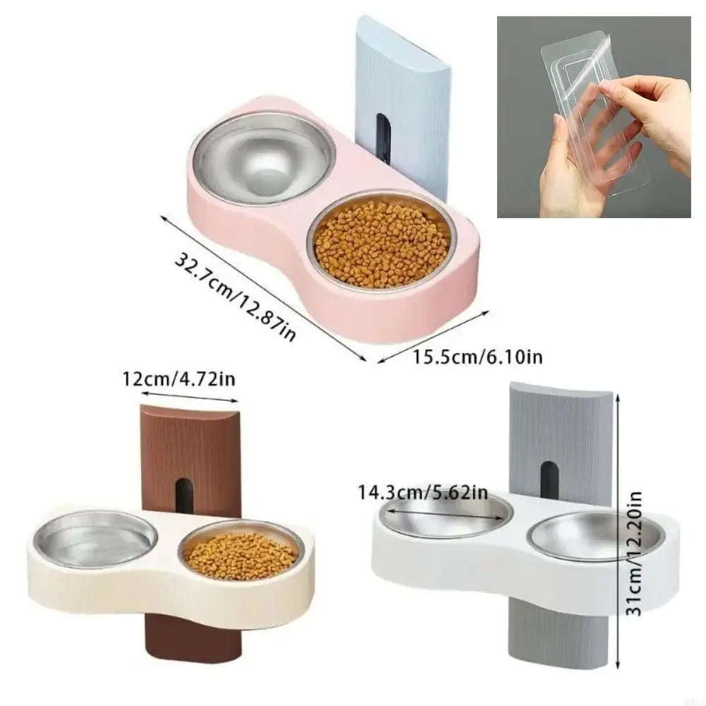 Wall-Mounted Double Pet Feeding Bowl for Cats & Dogs