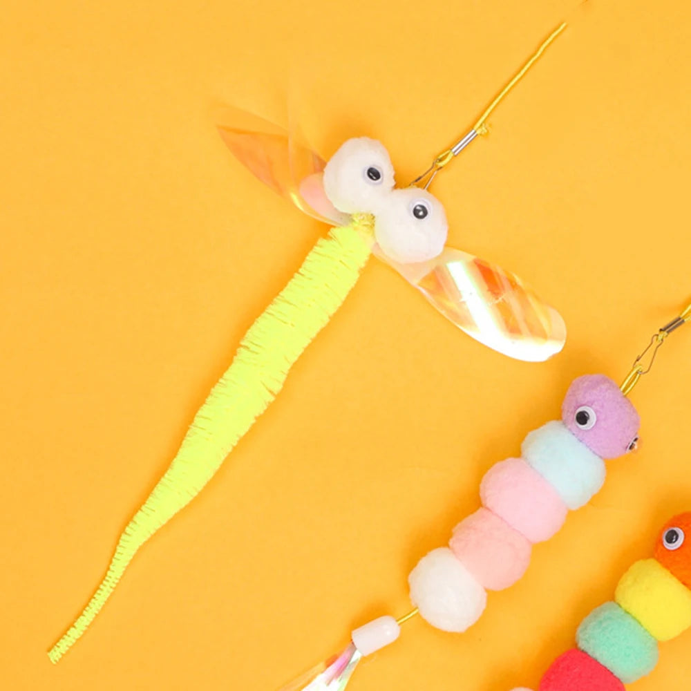 Elastic Hanging Cat Door Toy with Feather Wand