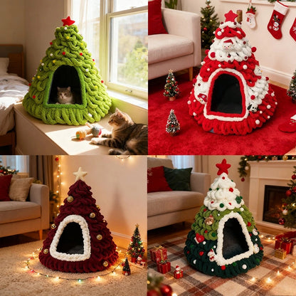 Christmas Tree Cat House & Cosy Bed