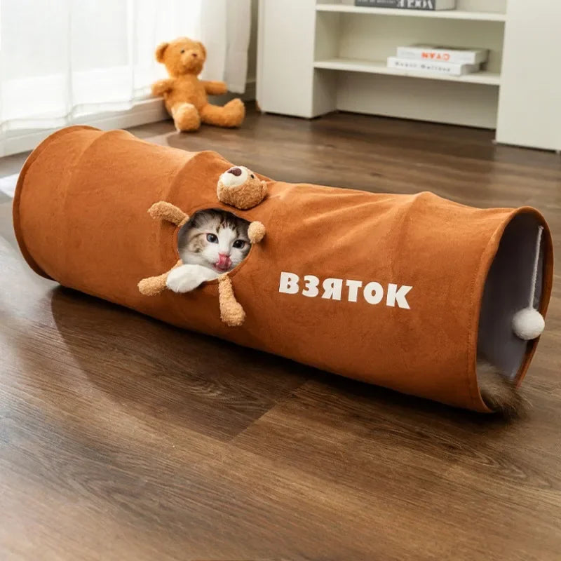 Foldable Cat Tunnel & Cozy Bed – Fun, Spacious & Easy to Store