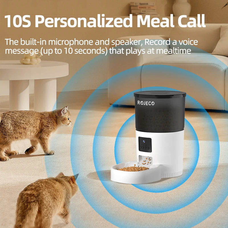 ROJECO Smart WiFi Automatic Pet Feeder 3L | App-Controlled Food Dispenser for Cats & Dogs