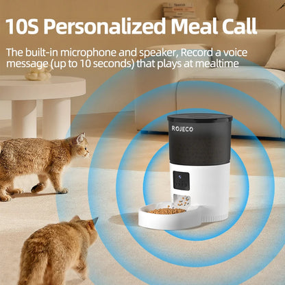 ROJECO Smart WiFi Automatic Pet Feeder 3L | App-Controlled Food Dispenser for Cats & Dogs