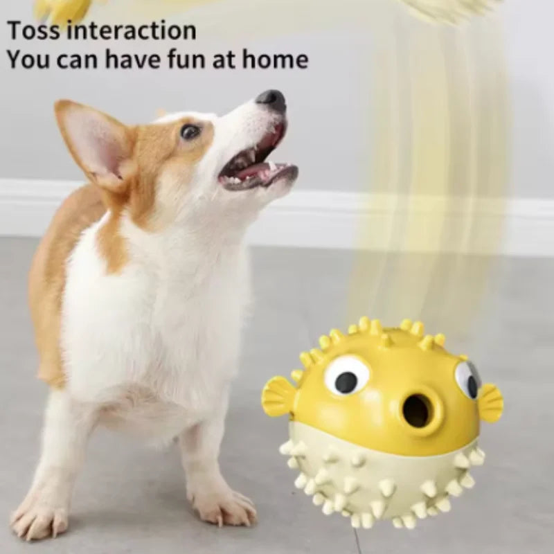 Bouncing Fish Dog Toy – Interactive Treat &amp; Sound Ball