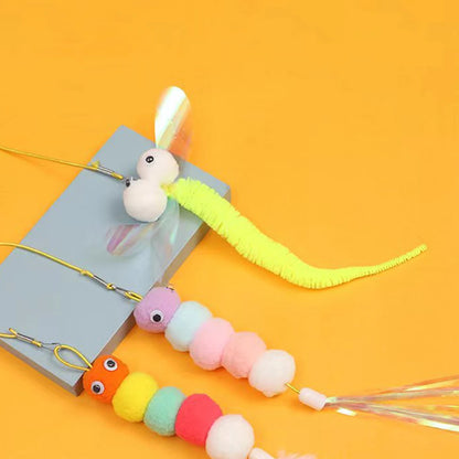 Elastic Hanging Cat Door Toy with Feather Wand