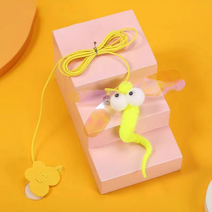 Elastic Hanging Cat Door Toy with Feather Wand
