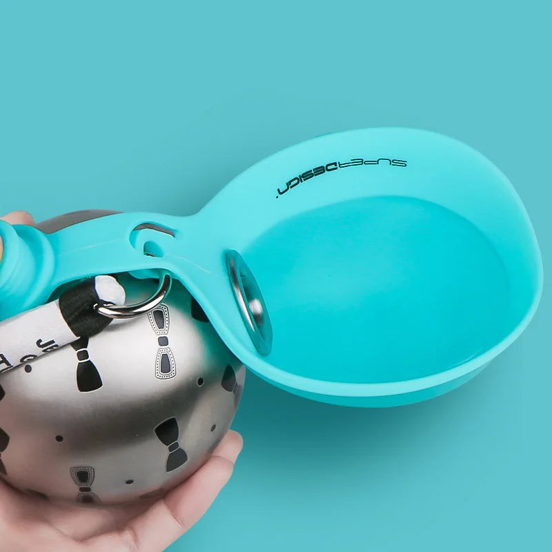 HydraPaw 2-in-1 Stainless Steel Pet Water Bottle Bowl | Portable Leak-Proof Dog Travel Kettle