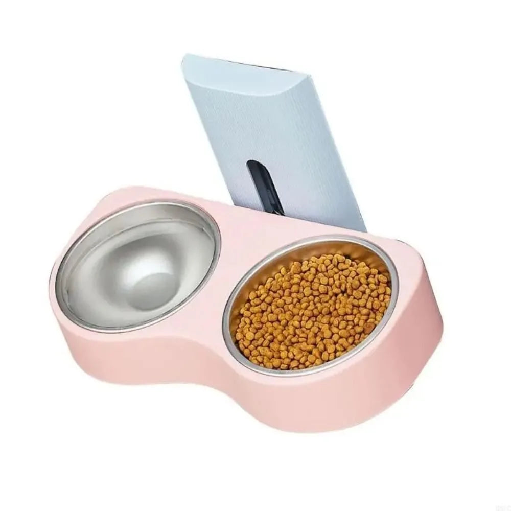 Wall-Mounted Double Pet Feeding Bowl for Cats & Dogs