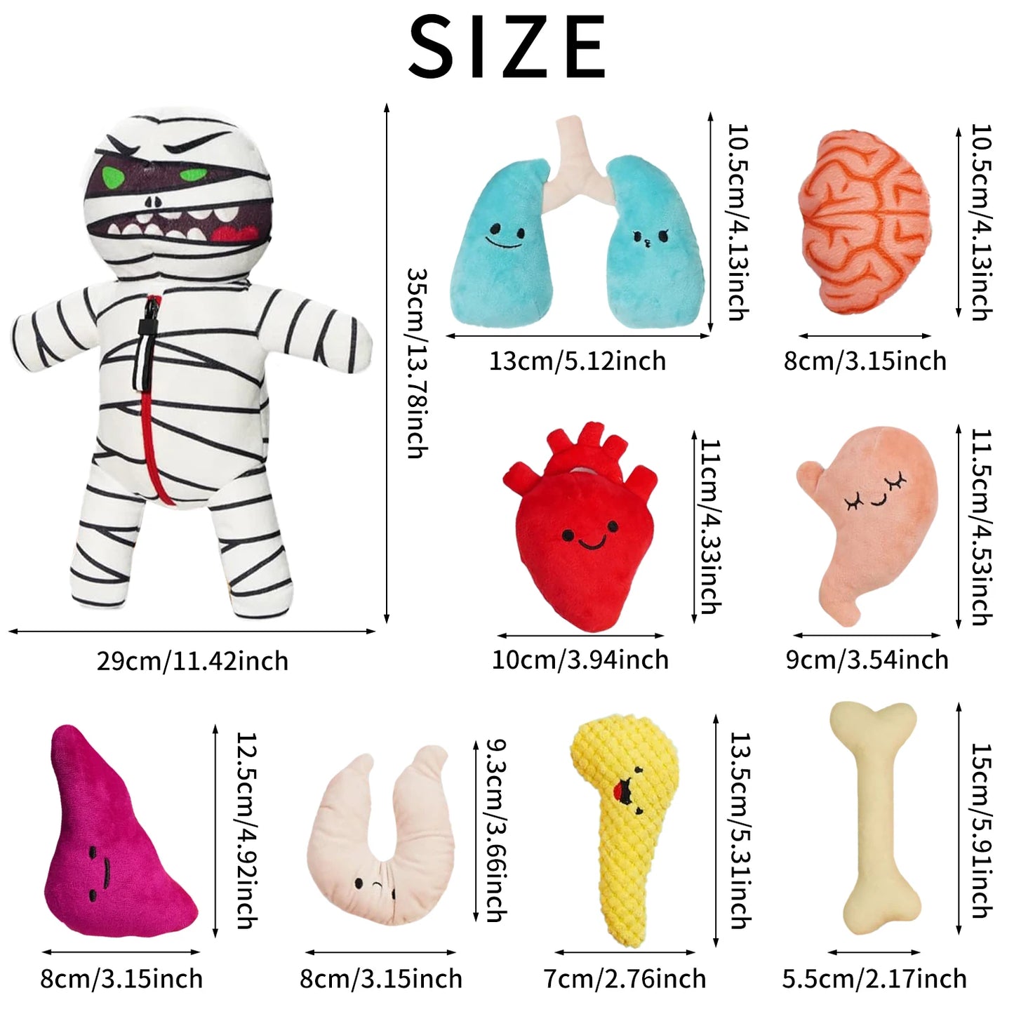 MummyMonster 9-in-1 Squeaky Dog Toy with Hidden Organs | Interactive Plush Chew Toy for Dogs