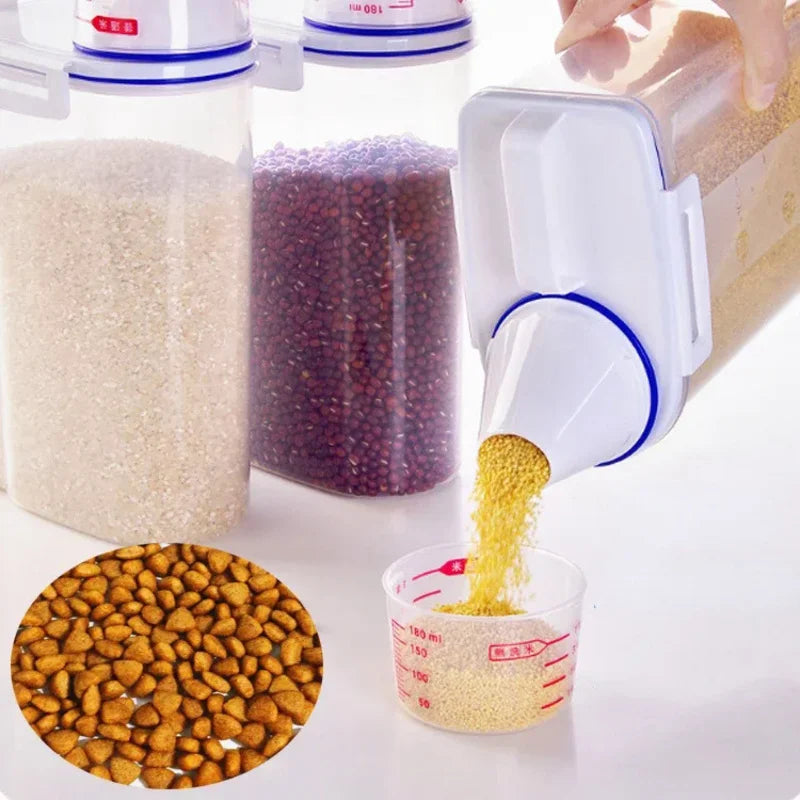 Dog & Cat Food Storage Container with Measuring Cup
