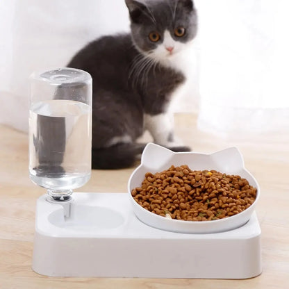 Wihte Dual-Purpose Pet Bowl – Tilted Dog Food & Water Feeder for Cervical Spine Protection