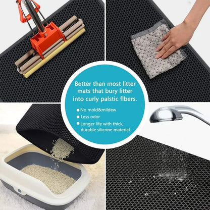 Waterproof Non-Slip Cat Litter Mat – Double Layer & Easy Clean Design