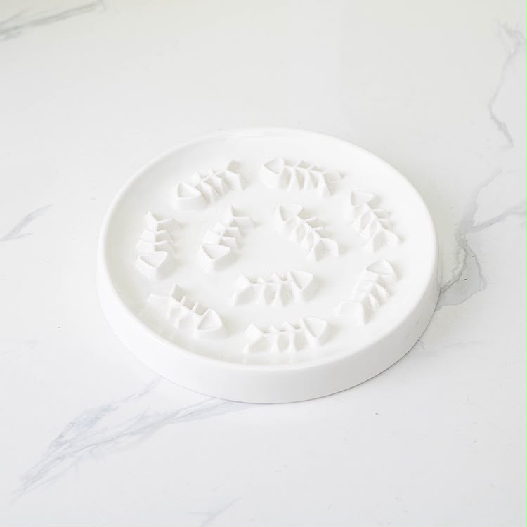 Ceramic FishBone Slow Feed Pet Bowl