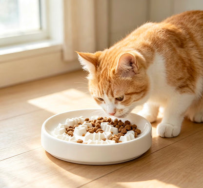 Ceramic FishBone Slow Feed Pet Bowl