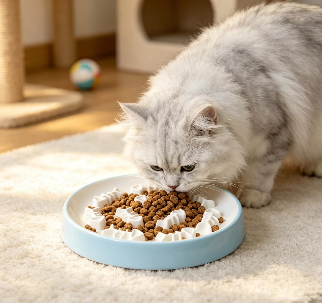 Ceramic FishBone Slow Feed Pet Bowl
