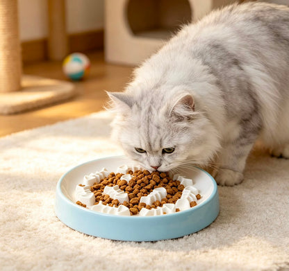 Ceramic FishBone Slow Feed Pet Bowl